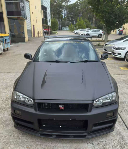 Nissan R34 GTR Base 1999 2000 2001 2002 2003 2004 with Aftermarket Parts - V-Spec Style Front Lip Underboard PP from EP Racing