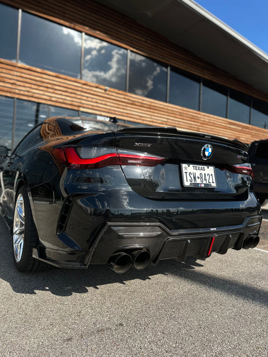 BMW 4 series 430i M440i G22 G23 2020-ON with Aftermarket Parts - Rear Diffuser & Canards Pre-preg Carbon Fiber from Karbel Carbon