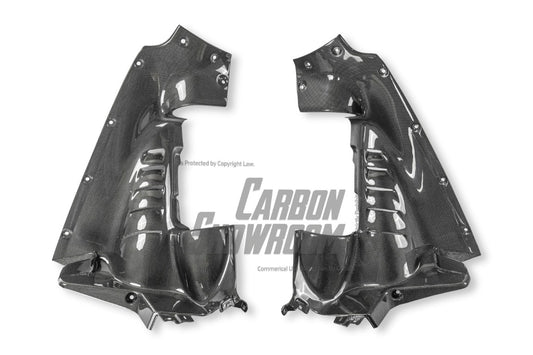 Ferrari SF90 Stradale & Spider 2021 2022 2023 2024 2025 with Aftermarket Parts - OEM 1:1 Style Replacement Engine Bay Side Panels Dry Pre-preg Carbon Fiber from Aero Republic