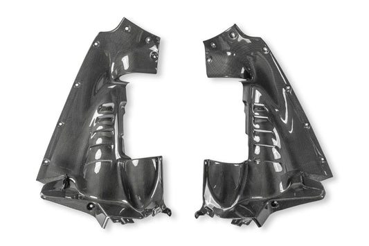 Ferrari SF90 Stradale & Spider 2021 2022 2023 2024 2025 with Aftermarket Parts - OEM 1:1 Style Replacement Engine Bay Side Panels Dry Pre-preg Carbon Fiber from Aero Republic