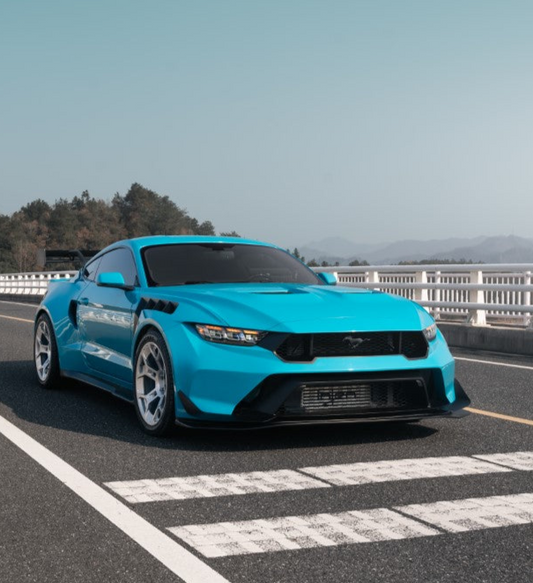 Ford Mustang Ecoboost V6 GT March1 Bullitt S550.1 S550.2 2015 2016 2017 2018 2019 2020 2021 2022 2023 (designed for ROBOT CRAFTSMAN S550 GTD Style widebody kit, S550.2 requires S550.1 headlight) with Aftermarket Parts - GTD Style Replacement Front Lip Only & Widebody Front Bumper & Lip Carbon Fiber FRP from Robot Craftsman
