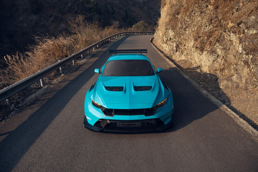 Ford Mustang Ecoboost V6 GT March1 Bullitt S550.1 S550.2 2015 2016 2017 2018 2019 2020 2021 2022 2023 (designed for ROBOT CRAFTSMAN S550 GTD Style widebody kit, S550.2 requires S550.1 headlight) with Aftermarket Parts - GTD Style Front Bumper Canards Carbon Fiber FRP from Robot Craftsman