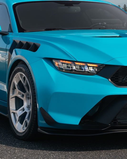 Ford Mustang Ecoboost V6 GT March1 Bullitt S550.1 S550.2 2015 2016 2017 2018 2019 2020 2021 2022 2023 (designed for ROBOT CRAFTSMAN S550 GTD Style widebody kit, S550.2 requires S550.1 headlight) with Aftermarket Parts - GTD Style Front Bumper Canards Carbon Fiber FRP from Robot Craftsman