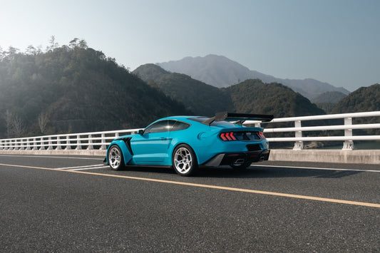 Ford Mustang Ecoboost V6 GT March1 Bullitt S550.1 S550.2 2015 2016 2017 2018 2019 2020 2021 2022 2023 (limits trunk functionality) with Aftermarket Parts - GTD Style Rear Spoiler Wing Carbon Fiber FRP from Robot Craftsman