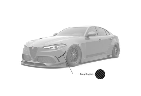 Alfa Romeo Giulia Quadrifoglio Sport Veloce Ti Sprint RWD AWD Lusso Base 2017-ON with Aftermarket Parts - Front Canards Carbon Fiber/FRP from SPECTER PLUS