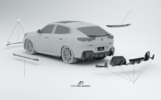 BMW X2 IX2 sDrive28i xDrive28i U10 (with M-Sport bumper) 2024-ON with Aftermarket Parts - Rear Diffuser Pre-preg Carbon Fiber / FRP from Future Design