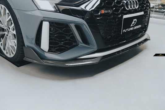 Audi RS3 8Y 2022 2023 2024 with Aftermarket Parts - V1 Front Lip Splitter Pre-preg Carbon Fiber from Future Design