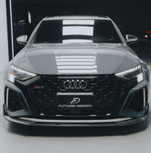 Audi RS3 8Y 2022 2023 2024 with Aftermarket Parts - V1 Front Lip Splitter Pre-preg Carbon Fiber from Future Design