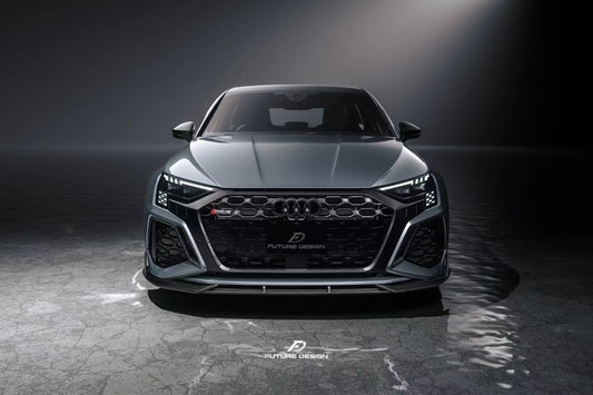 Audi RS3 8Y 2022 2023 2024 with Aftermarket Parts - V1 Front Lip Splitter Pre-preg Carbon Fiber from Future Design