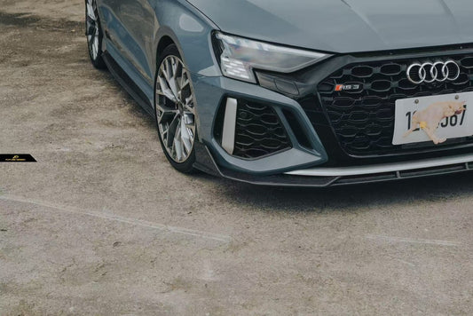 Audi RS3 8Y 2022 2023 2024 with Aftermarket Parts - V1 Front Lip Splitter Pre-preg Carbon Fiber from Future Design