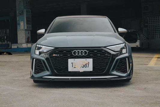 Audi RS3 8Y 2022 2023 2024 with Aftermarket Parts - V1 Front Lip Splitter Pre-preg Carbon Fiber from Future Design