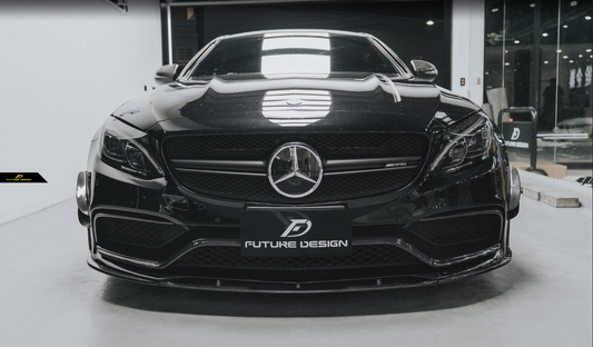 Mercedes Benz C-Class C63S C63 AMG W205 Coupe Convertible (suitable for both pre-facelift and facelift) 2015 2016 2017 2018 2019 2020 2021 2022 2023 with Aftermarket Parts - ED1 Front Lip Carbon Fiber / FRP