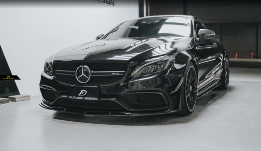 Mercedes Benz C-Class C63S C63 AMG W205 Coupe Convertible (suitable for both pre-facelift and facelift) 2015 2016 2017 2018 2019 2020 2021 2022 2023 with Aftermarket Parts - ED1 Front Lip Carbon Fiber / FRP