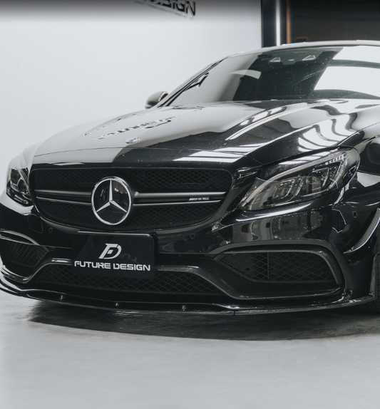 Mercedes Benz C-Class C63S C63 AMG W205 Coupe Convertible (suitable for both pre-facelift and facelift) 2015 2016 2017 2018 2019 2020 2021 2022 2023 with Aftermarket Parts - ED1 Front Lip Carbon Fiber / FRP