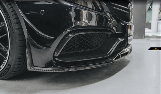 Mercedes Benz C-Class C63S C63 AMG W205 Coupe Convertible (suitable for both pre-facelift and facelift) 2015 2016 2017 2018 2019 2020 2021 2022 2023 with Aftermarket Parts - ED1 Front Lip Carbon Fiber / FRP