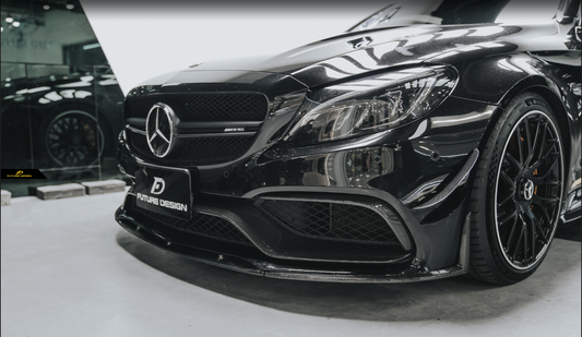 Mercedes Benz C-Class C63S C63 AMG W205 Coupe Convertible (suitable for both pre-facelift and facelift) 2015 2016 2017 2018 2019 2020 2021 2022 2023 with Aftermarket Parts - ED1 Front Lip Carbon Fiber / FRP