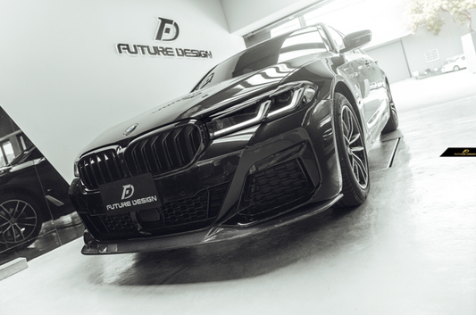 BMW 5 Series M550i 540i (With M-Package Bumper) G30 G31 LCI 2021 2022 2023 with Aftermarket Parts - MTECH Front Lip Carbon Fiber / FRP