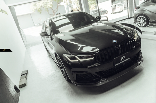 BMW 5 Series M550i 540i (With M-Package Bumper) G30 G31 LCI 2021 2022 2023 with Aftermarket Parts - MTECH Front Lip Carbon Fiber / FRP
