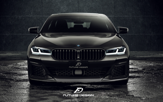 BMW 5 Series M550i 540i (With M-Package Bumper) G30 G31 LCI 2021 2022 2023 with Aftermarket Parts - MTECH Front Lip Carbon Fiber / FRP