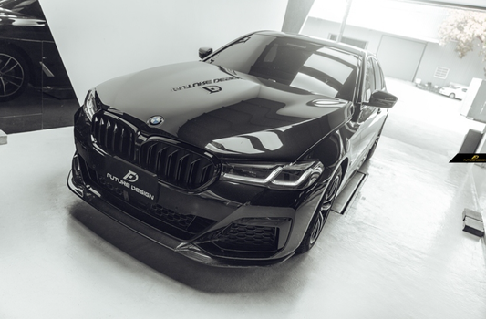 BMW 5 Series M550i 540i (With M-Package Bumper) G30 G31 LCI 2021 2022 2023 with Aftermarket Parts - MTECH Front Lip Carbon Fiber / FRP