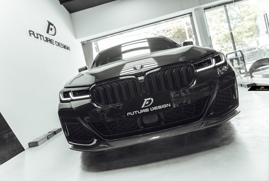 BMW 5 Series M550i 540i (With M-Package Bumper) G30 G31 LCI 2021 2022 2023 with Aftermarket Parts - MTECH Front Lip Carbon Fiber / FRP
