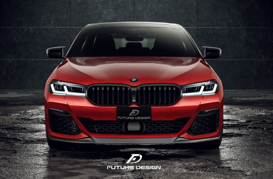 BMW 5 Series M550i 540i (With M-Package Bumper) G30 G31 LCI 2021 2022 2023 with Aftermarket Parts - MTECH Front Lip Carbon Fiber / FRP