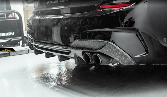 BMW 3 Series 330i M340i G20 G21 Pre-LCI (fitment for 330i requires M-Sport package bumper) 2020 2021 2022 with Aftermarket Parts - MTECH Rear Diffuser Carbon Fiber / FRP