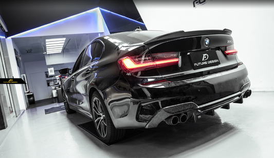 BMW 3 Series 330i M340i G20 G21 Pre-LCI (fitment for 330i requires M-Sport package bumper) 2020 2021 2022 with Aftermarket Parts - MTECH Rear Diffuser Carbon Fiber / FRP