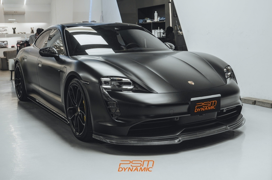 Porsche Taycan 9J1 Sedan/Cross Turismo RWD/4S/GTS/Turbo/Turbo S & (RWD/4S/GTS trims will require Sport Design Package) 2020-2024 with Future Design Carbon's Aftermarket Parts - Front Lip PSM Carbon Fiber / FRP