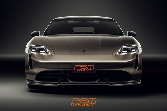Porsche Taycan 9J1 Sedan/Cross Turismo RWD/4S/GTS/Turbo/Turbo S & (RWD/4S/GTS trims will require Sport Design Package) 2020-2024 with Future Design Carbon's Aftermarket Parts - Front Lip PSM Carbon Fiber / FRP