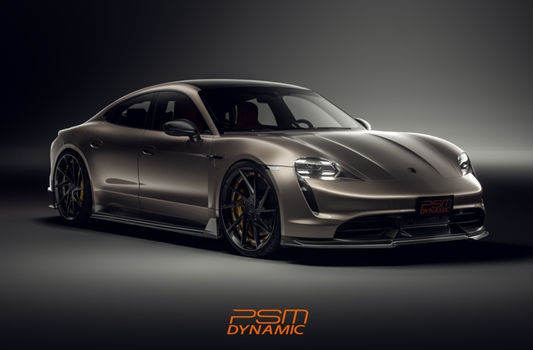 Porsche Taycan 9J1 Sedan/Cross Turismo RWD/4S/GTS/Turbo/Turbo S & (RWD/4S/GTS trims will require Sport Design Package) 2020-2024 with Future Design Carbon's Aftermarket Parts - Front Lip PSM Carbon Fiber / FRP