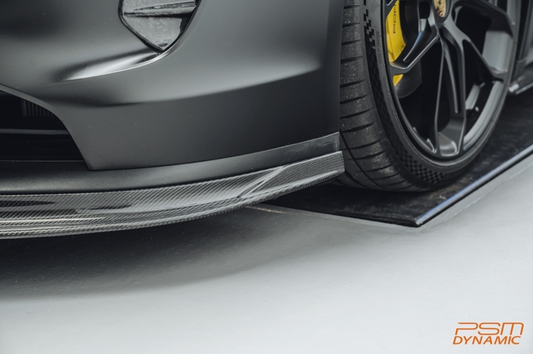 Porsche Taycan 9J1 Sedan/Cross Turismo RWD/4S/GTS/Turbo/Turbo S & (RWD/4S/GTS trims will require Sport Design Package) 2020-2024 with Future Design Carbon's Aftermarket Parts - Front Lip PSM Carbon Fiber / FRP