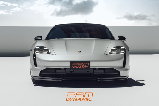 Porsche Taycan 9J1 Sedan/Cross Turismo RWD/4S/GTS/Turbo/Turbo S & (RWD/4S/GTS trims will require Sport Design Package) 2020-2024 with Future Design Carbon's Aftermarket Parts - Front Lip PSM Carbon Fiber / FRP
