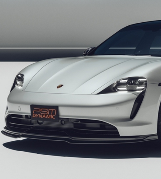 Porsche Taycan 9J1 Sedan/Cross Turismo RWD/4S/GTS/Turbo/Turbo S & (RWD/4S/GTS trims will require Sport Design Package) 2020-2024 with Future Design Carbon's Aftermarket Parts - Front Lip PSM Carbon Fiber / FRP