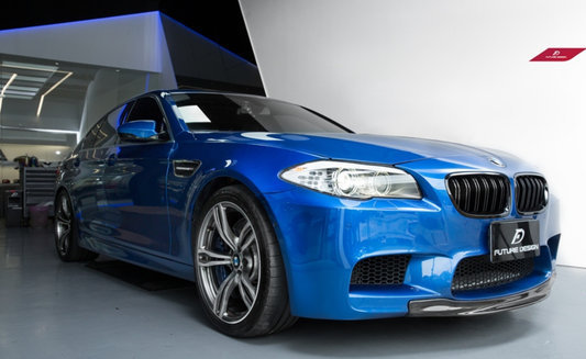 BMW M5 F10 2012-2016 with Future Design Carbon's Aftermarket Parts - Front Lip RKP Style Carbon Fiber / FRP