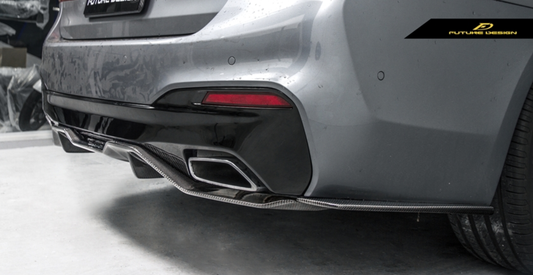 Future Design Carbon Carbon Fiber Rear Bumper Canards FD Style For BMW 5 Series G30 530i 540i 2017-ON - Performance SpeedShop