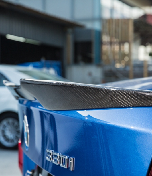 BMW 3 Series 340i 335i 330i 328i 320i 318i 335d 330d 325d 320d 318d 316d F30 Sedan 2012 2013 2014 2015 2016 2017 2018 2019 & M3 F80 Sedan 2014 2015 2016 2017 2018 with Aftermarket Parts - Rear Spoiler Carbon Fiber / FRP