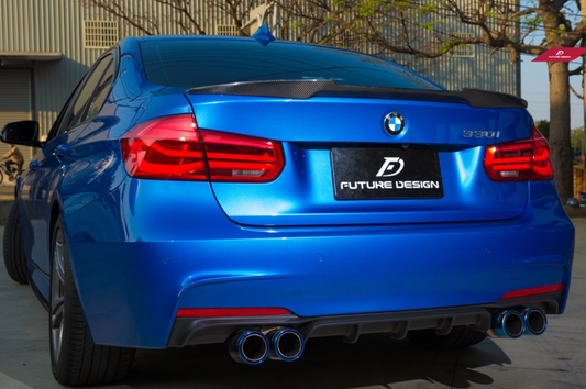 BMW 3 Series 340i 335i 330i 328i 320i 318i 335d 330d 325d 320d 318d 316d F30 Sedan 2012 2013 2014 2015 2016 2017 2018 2019 & M3 F80 Sedan 2014 2015 2016 2017 2018 with Aftermarket Parts - Rear Spoiler Carbon Fiber / FRP
