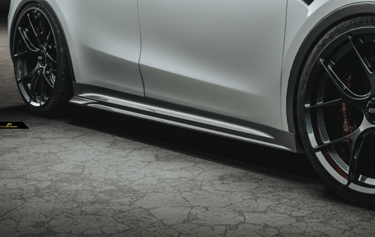 Tesla Model Y Performance AWD Long Range RWD Standard 2020 2021 2022 2023 2024 2025 with Aftermarket Parts - Side Skirts Carbon Fiber / FRP