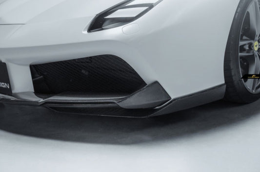 Ferrari 488 GTB & Spider 2016 2017 2018 2019 2020 with Aftermarket Parts - NVT Style Front Corner Splitter Carbon Fiber / FRP from Future Design