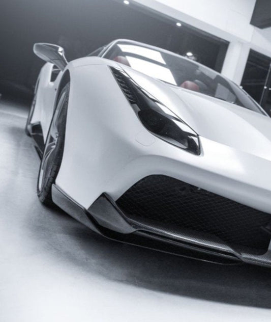 Ferrari 488 GTB & Spider 2016 2017 2018 2019 2020 with Aftermarket Parts - NVT Style Front Corner Splitter Carbon Fiber / FRP from Future Design