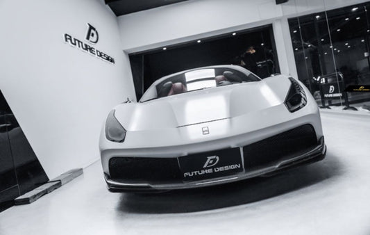 Ferrari 488 GTB & Spider 2016 2017 2018 2019 2020 with Aftermarket Parts - NVT Style Front Corner Splitter Carbon Fiber / FRP from Future Design