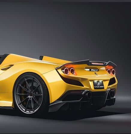 Ferrari F8 Tributo F8 Spider 2020 2021 2022 2023 with Aftermarket Parts - Rear Spoiler Carbon Fiber / FRP from Future Design