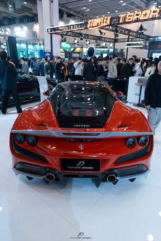 Ferrari F8 Tributo F8 Spider 2020 2021 2022 2023 with Aftermarket Parts - Rear Spoiler Carbon Fiber / FRP from Future Design