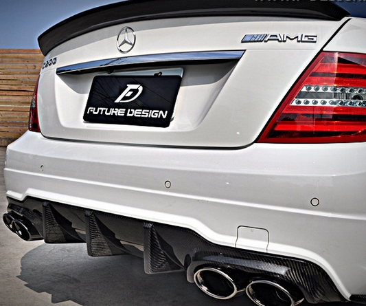 Mercedes Benz W204 Facelift C200 C250 C300 C63 2012 2013 2014 with Aftermarket Parts - FD GT Rear Diffuser Carbon Fiber / FRP from Future Design
