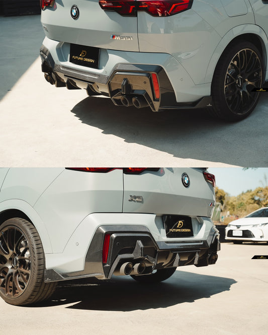 BMW X2 IX2 sDrive28i xDrive28i U10 (with M-Sport bumper) 2024-ON with Aftermarket Parts - Rear Diffuser Dry Pre-preg Carbon Fiber / FRP from Future Design