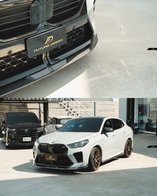 BMW X2 IX2 M35i sDrive28i xDrive28i U10 (with M-Sport bumper) 2024-ON with Aftermarket Parts - V2 Front Lip Pre-preg Carbon Fiber / FRP from Future Design