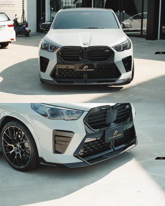 BMW X2 IX2 M35i sDrive28i xDrive28i U10 (with M-Sport bumper) 2024-ON with Aftermarket Parts - V2 Front Lip Pre-preg Carbon Fiber / FRP from Future Design