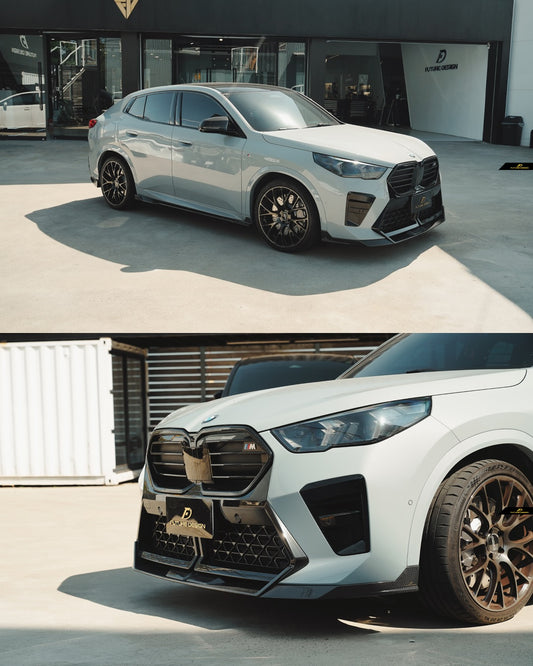 BMW X2 IX2 M35i sDrive28i xDrive28i U10 (with M-Sport bumper) 2024-ON with Aftermarket Parts - V2 Front Lip Pre-preg Carbon Fiber / FRP from Future Design