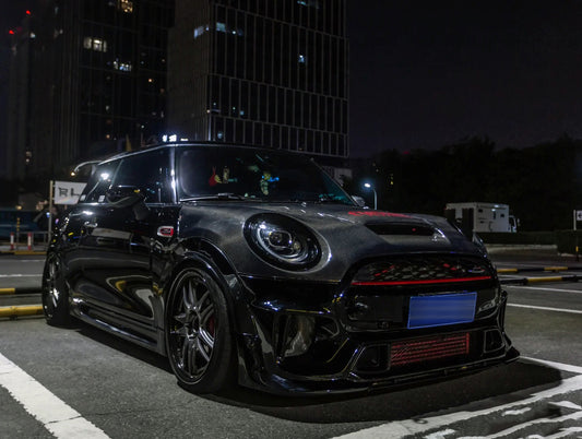 MINI Cooper JCW (John Cooper Works) S Base F56 2014 2015 2016 2017 2018 Pre-LCI & 2019 2020 2021 First LCI & 2022-ON Second LCI with Aftermarket Parts - Garbino Style Front Bumper Carbon Fiber / FRP from G Performance